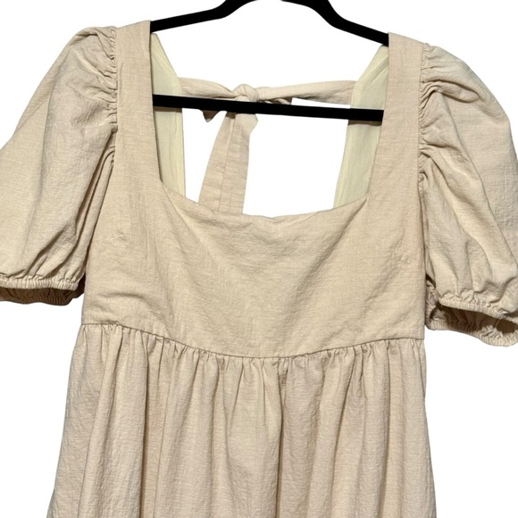 Jaquie The Label Aimee Puff Sleeve Cotton Tie Back Cottagecore  Babydoll Dress - Picture 3 of 12